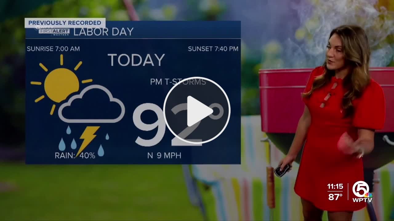 WPTV First Alert Weather Forecast for Afternoon of Monday, Sept. 1