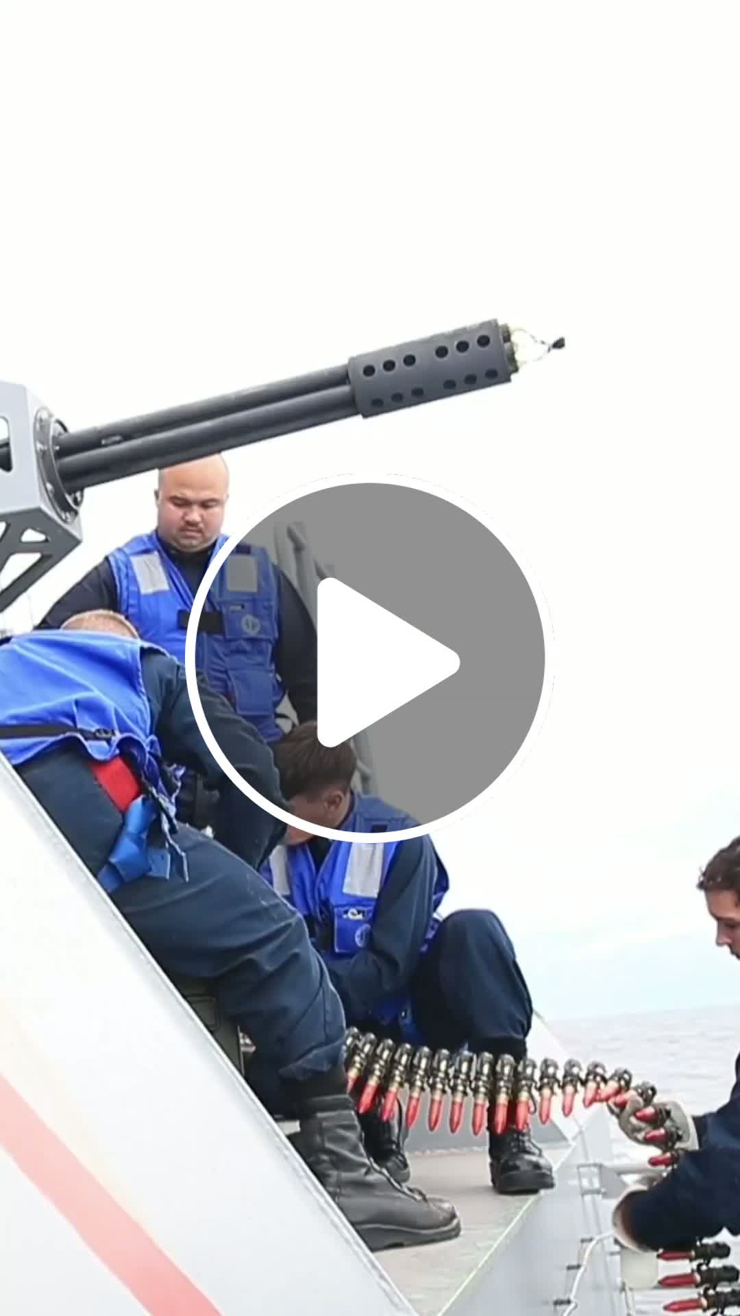 The crew of the USS Gerald R. Ford reloads ammunition into the CIWS # ...