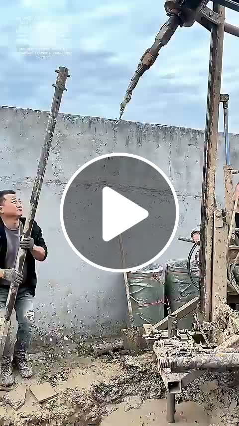 Well drilling in the yard: How two men dig a shaft with a mobile ...