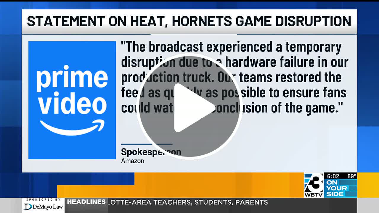 Hornets play-in game broadcast briefly goes dark in ‘temporary disruption,’ Amazon says - NewsBreak