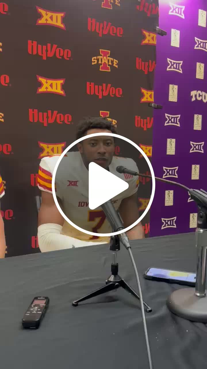Iowa State football cornerback Tre Bell speaks post-game after win over ...