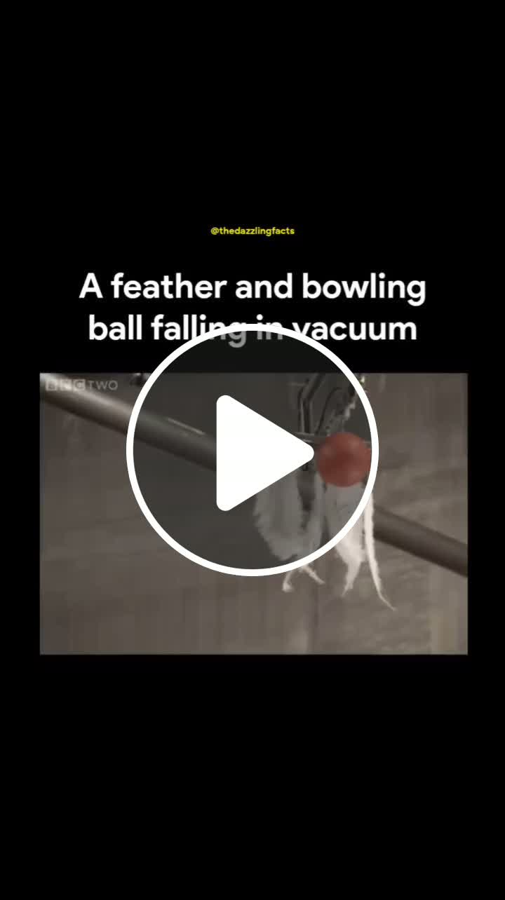 A feather and bowling ball falling in a vacuum chamber. # ...