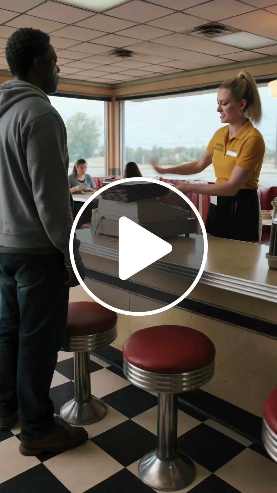 undercover boss orders food at his own diner...what 2 cashiers do ...